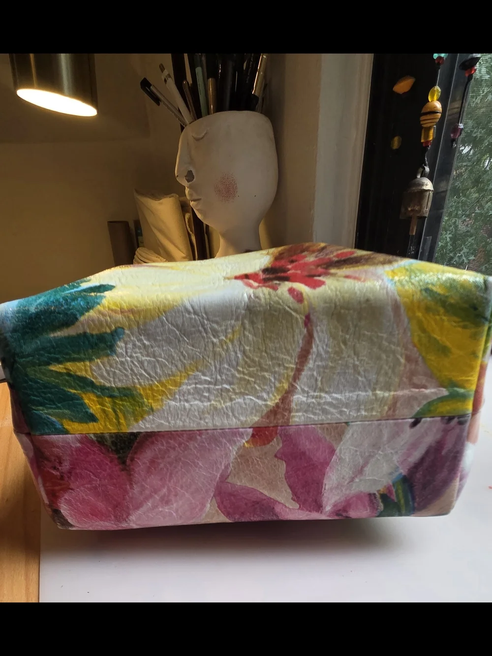 Beautiful Maurizio Taiuti Floral Leather Tote Made In Italy